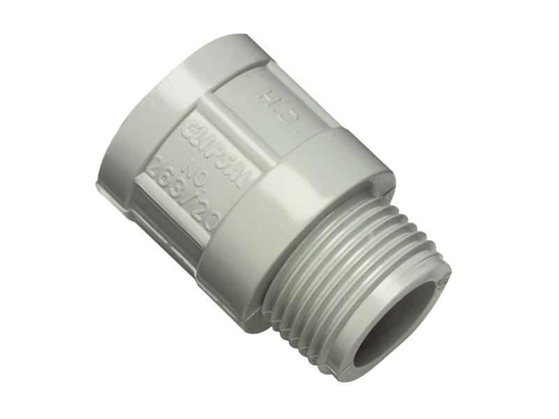 263/20 Conduit Adaptor Pvc 20mm Plain To Male Grey