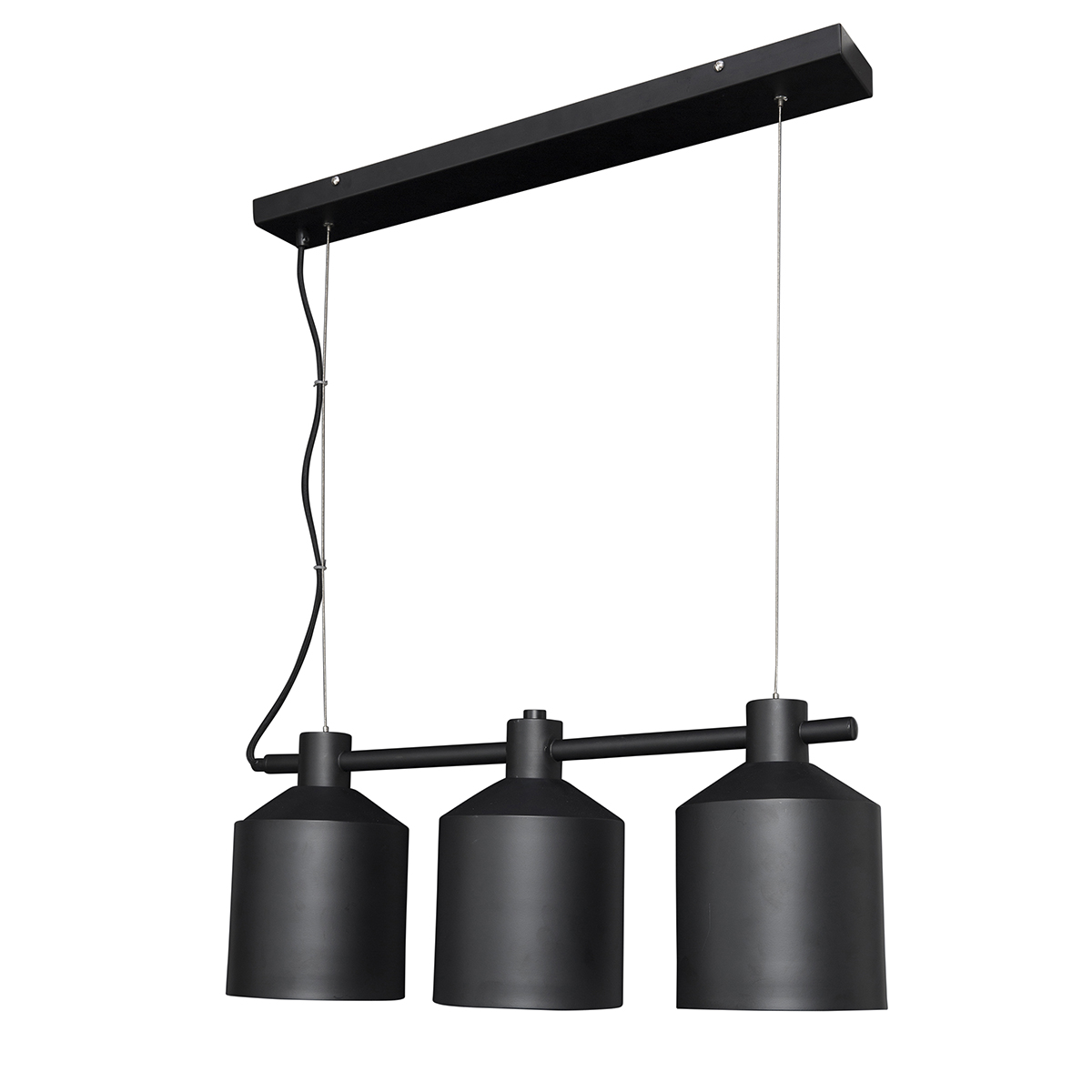 black industrial 3 light pendant