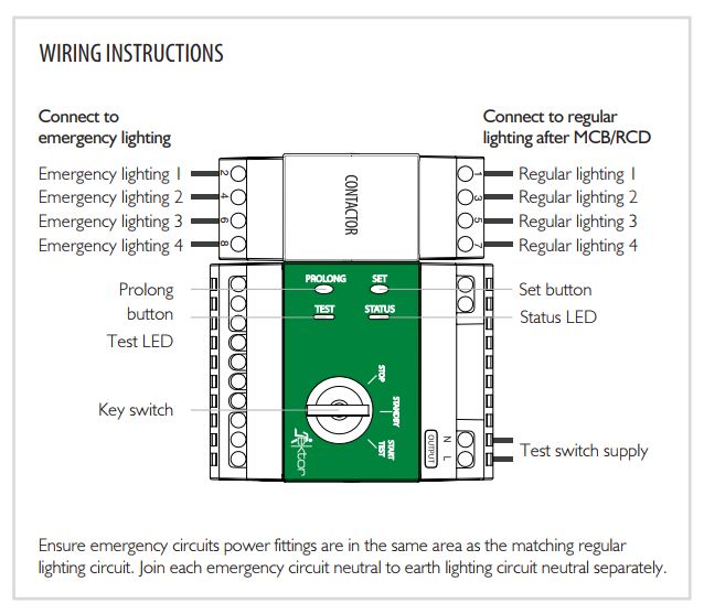 emergency light with test switch