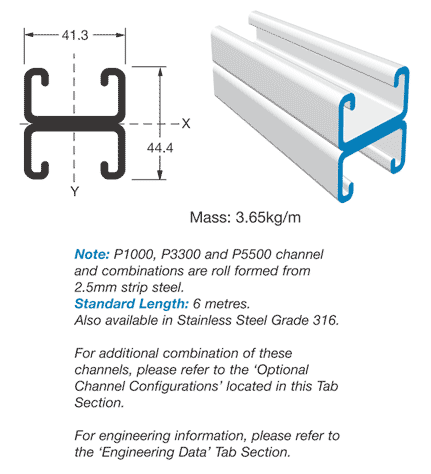 UNISTRUT HEAVY DUTY CHANNEL (P3301 Series) - Grade 316 stainless steel ...