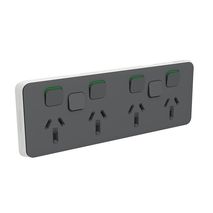 Clipsal 3015/4XXC-AN Iconic - Skin Socket Outlet Cover Horizontal Mount For Quad Switched Socket With 2 Removable Extra Switch Apertures