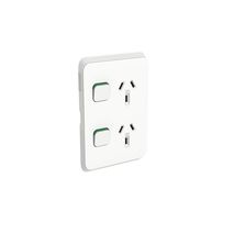 Clipsal 3025VC-VW Iconic - Skin Socket Outlet Cover Vertical Mount For Twin Switched Socket
