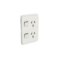 Clipsal 3025VC-WY Iconic - Skin Socket Outlet Cover Vertical Mount For Twin Switched Socket