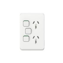 Clipsal 3025VXA Iconic - Twin Switch Socket Outlet Vertical Mount 250V 10A With Removable Extra Switch