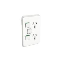 Clipsal 3025VXC-VW Iconic - Socket Outlet Cover Vertical Mount For Twin Switched Socket With Removable Extra Switch Aperture