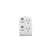 Clipsal 15/2VN Twin Switch Socket Outlet 250V 10A Standard Size Vertical Two Piece Base Neon
