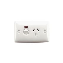 Clipsal 15DN Twin Switch Socket Outlet 250V 10A Standard Size 2 Pole Neon White Electric