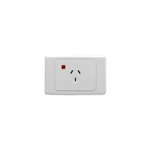 Clipsal 2010N Automatic Single Switch Socket Outlet 250vac 10A Round Earth Pin With Shutter And Neon White Electric