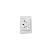 Clipsal 2015VXN Single Switch Socket Outlet 250V 10A Vertical Removable Extra Switch Neon