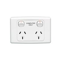 Clipsal 2025-CO Twin Switch Socket Outlet 250V 10A Computer Only