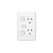 Clipsal 2025VXA Twin Switch Socket Outlet 250V 10A Vertical Removable Extra Switch