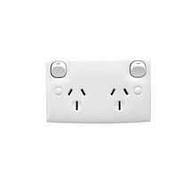Clipsal 25D15 Twin Switch Socket Outlet 250V 15A Standard Size 2 Pole White Electric