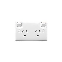 Clipsal 25DL Twin Switch Socket Outlet 250V 10A Standard Size 2 Pole Round Earth Pin For Ligthing White Electric