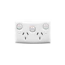 Clipsal 25XA Twin Switch Socket Outlet 250V 10A Standard Size Removable Extra Switch