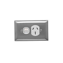 Clipsal A15/15A Single Switch Socket Outlet 250V 15A A Style Deep Curved Plate