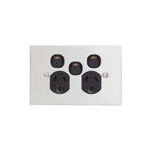 Clipsal BSL25XA Twin Switch Socket Outlet 250V 10V Bsl Style Removable Extra Switch