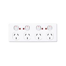 Clipsal C2015D4N Quad Switch Socket Outlet Classic 250V 10A 2 Pole Neon