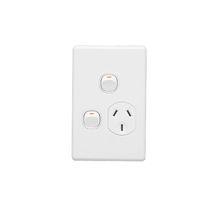 Clipsal C2015VXA Single Switch Socket Outlet Classic 250V 10A Vertical Removable Extra Switch