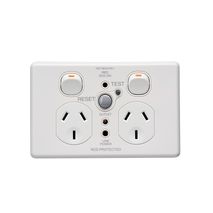Clipsal C2025RCD10 Rcd Protected Twin Switch Socket Outlet Classic 250V 10A 10ma Rcd Medical Grade