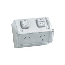 Clipsal WSC227F2 Twin Switch Socket Outlet 250V 10A Weather Proof Flap