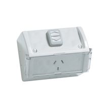 Clipsal WSCF227F1 Twin Switch Socket Outlet 250V 10A Weather Proof Flap Flush Mount Single Resistant Grey
