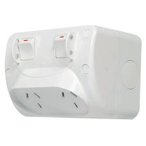 Clipsal WSO310/2 Twin Switch Socket Outlet 250V 10A Shallow Light Grey