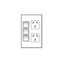 Clipsal 692X Twin Switch Socket Outlet 250V 10A Vertical Removable Extra Switch White