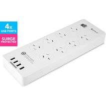 SANSAI Power Board 8 Way Outlets Master on/off Switch  4 Usb Charging Charger Ports w/Surge Protector Auto regulated 0-2.4a Per Port