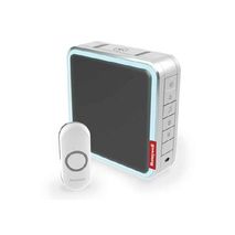 Portable MP3 Doorbell, Wireless with Range Extender, Customised Melodies & Push Button 200m, Grey