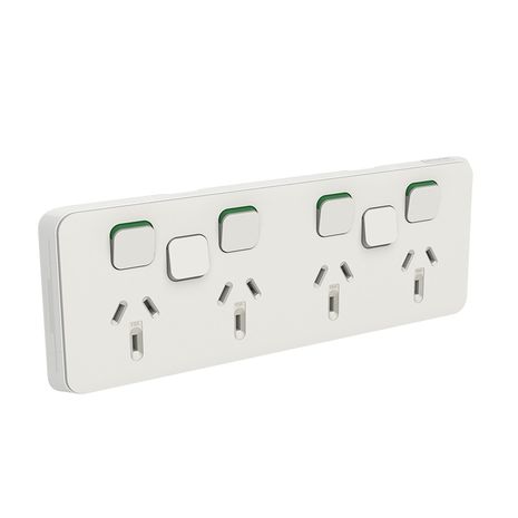 Clipsal 3015/4XXC-WY Iconic - Skin Socket Outlet Cover Horizontal Mount For Quad Switched Socket With 2 Removable Extra Switch Apertures