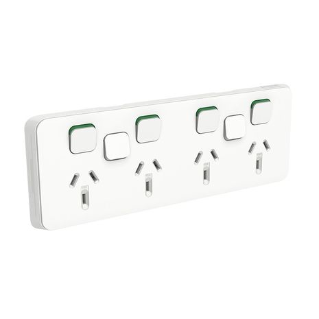 Clipsal 3015/4XXUA Iconic - Quad Switch Socket Outlet Horizontal Mount 250V 10A With 2 Removable Extra Switch Apertures