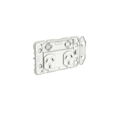 Clipsal 3025G Iconic - Twin Switch Socket Outlet Grid Horizontal Mount 250V 10A