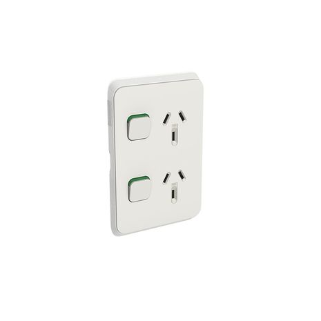 Clipsal 3025VC-WY Iconic - Skin Socket Outlet Cover Vertical Mount For Twin Switched Socket