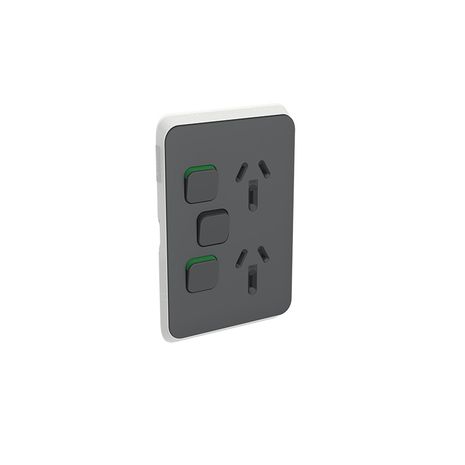Clipsal 3025VXC-AN Iconic - Socket Outlet Cover Vertical Mount For Twin Switched Socket With Removable Extra Switch Aperture