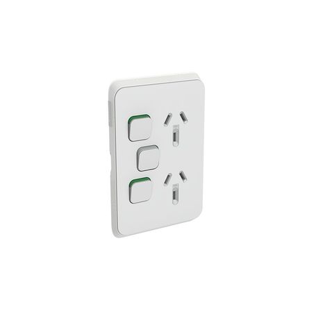 Clipsal 3025VXC-CY Iconic - Socket Outlet Cover Vertical Mount For Twin Switched Socket With Removable Extra Switch Aperture