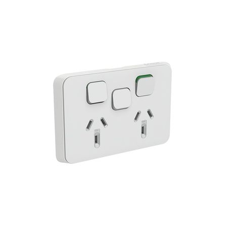 Clipsal 3025XC-CY Iconic - Socket Outlet Cover Horizontal Mount For Twin Switched Socket With Removable Extra Switch Aperture
