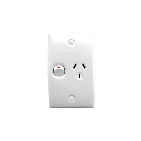 Clipsal 15VS Single Switch Socket Outlet 250V 10A Standard Size Vertical Safety Shutter