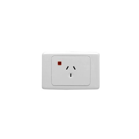 Clipsal 2010N Automatic Single Switch Socket Outlet 250vac 10A Round Earth Pin With Shutter And Neon White Electric