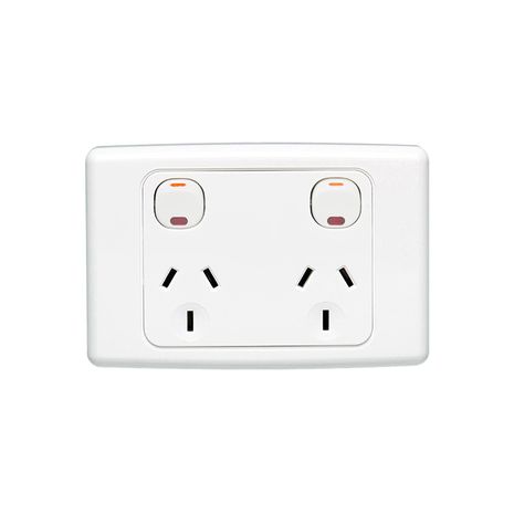 Clipsal 2025DN Twin Switch Socket Outlet 250V 10A 2 Pole Neon