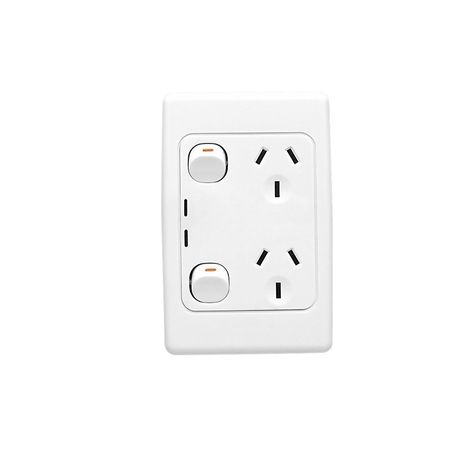 Clipsal 2025VN Twin Switch Socket Outlet 250V 10A Vertical Indicator