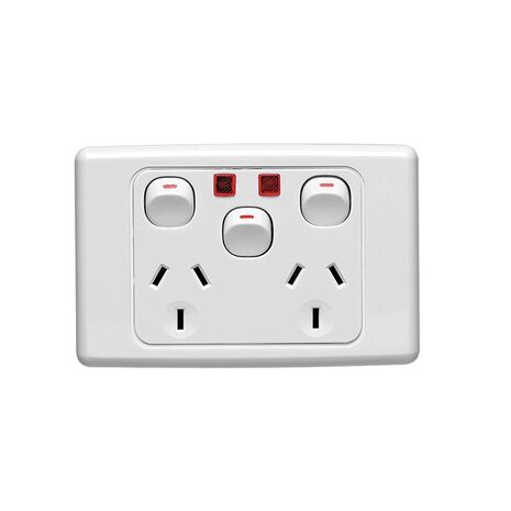 Clipsal 2025XAN Twin Switch Socket Outlet 250V 10A Removable Extra Switch Indicator