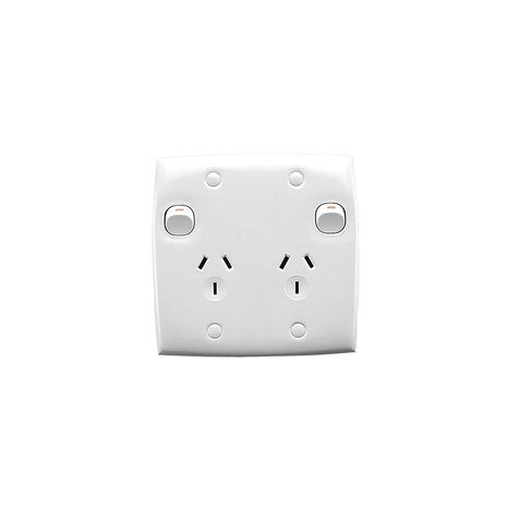 Clipsal 25/2V Twin Switch Socket Outlet 250V 10A Large Size Vertical Two Piece Base