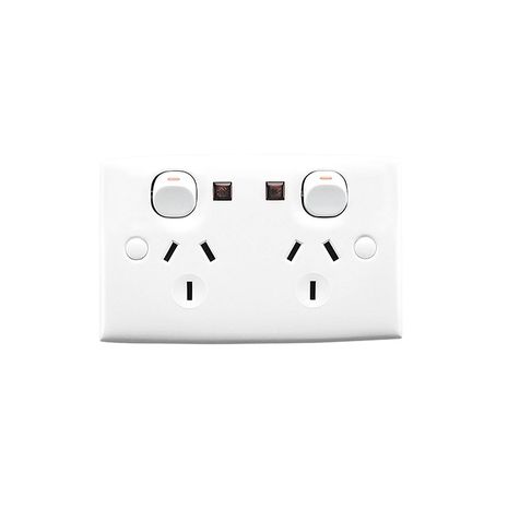 Clipsal 25N Twin Switch Socket Outlet 250V 10A Standard Size Indicator
