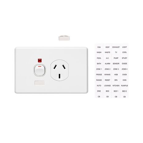 Clipsal C2015/15NI Single Switch Socket Outlet Classic 250V 15A Indicator Circuit Identification