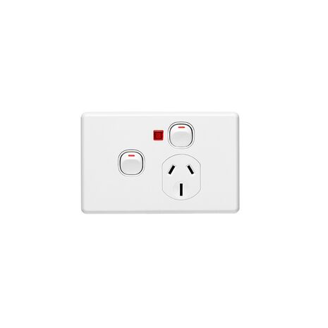 Clipsal C2015/15XN Single Switch Socket Outlet Classic 250V 15A Removable Extra Switch Indicator