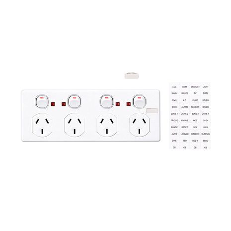 Clipsal C2015D4NI Quad Switch Socket Outlet Classic 250V 10A 2 Pole Neon Circuit Identification