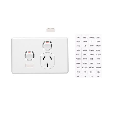 Clipsal C2015XI Single Switch Socket Outlet Classic 250V 10A Removable Extra Switch Circuit Identification
