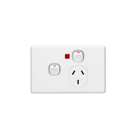 Clipsal C2015XN Single Switch Socket Outlet Classic 250V 10A Removable Extra Switch Indicator