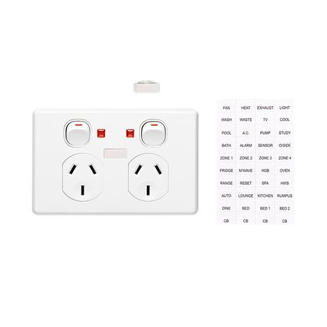 Clipsal C2025NI Twin Switch Socket Outlet Classic 250V 10A Indicator Circuit Identification