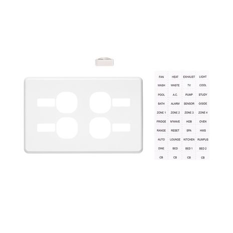 Clipsal C2034HIC Switch Plate Cover 4 Gang Horizontal Mount With Id Window
